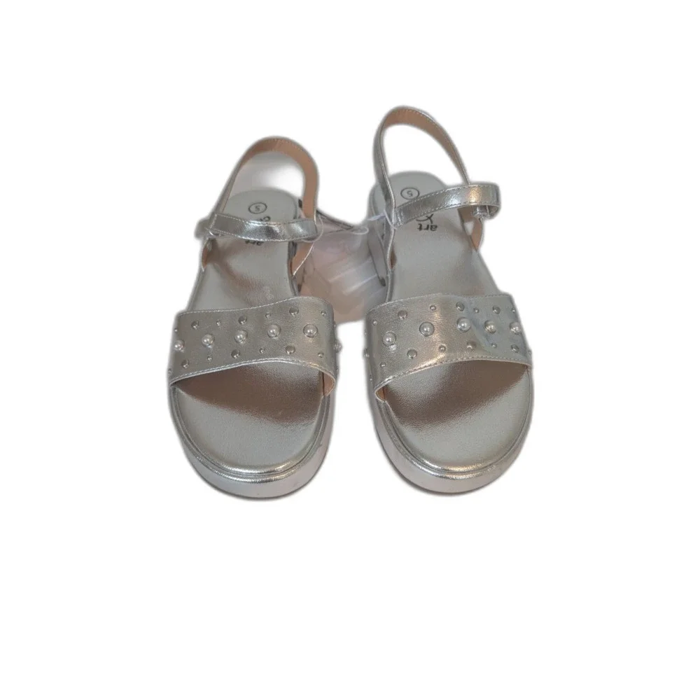 Kids Liana Pearl Studded Platform Sandals -art class- Silver Size 5